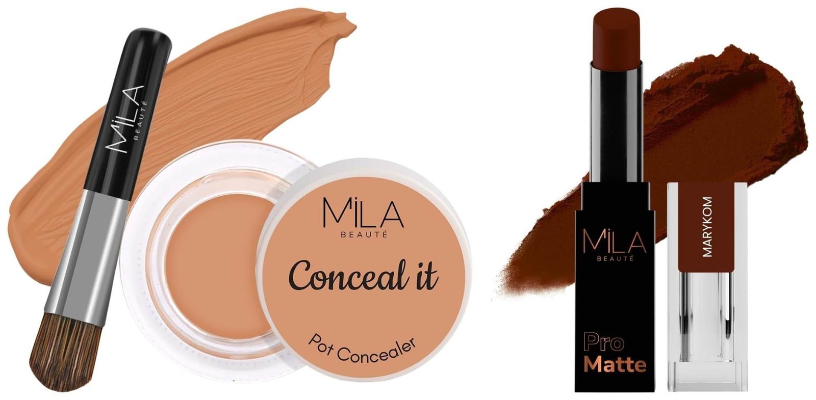 uk61GLRjXPE-L-1-1.jpg MILA Beaute Pro Matte Lipstick | Creamy Matte Lipstick | Shade - Marykom, 4.2g Conceal It Pot Concealer For Face Makeup | Shade - (Rose Beige, 4g) - Fast UK Delivery - Image 1