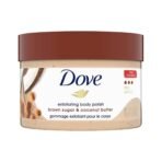 Dove Exfoliating Body Polish Scrub Dry Skin Brown Sugar & Coconut Butter,Gently Exfoliates & Moisturizes Instant Soft & Smooth Skin,Naturally Derived Ingredients,Sulfate-Free,Coconut Scent,298G - Fast UK Delivery