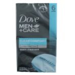Dove Men+Care Body and Face Bar, Clean Comfort 4 oz, 6 Bar (Clean Comfort) - Fast UK Delivery