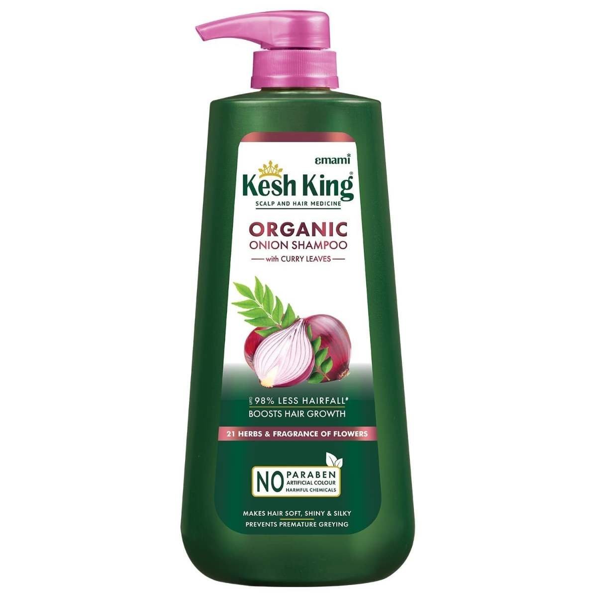 uk61GrOV7pswL-1-1.jpg Kesh King Organic Onion Shampoo With Curry Leaves Reduces Hair Fall Upto 98%,Boosts Hair Growth&Keeps Hair Smooth Upto 48Hrs|Repairs Dry&Damaged Hair|Makes Hair Silky&Bouncy - 600Ml,625 Grams - Fast UK Delivery - Image 1