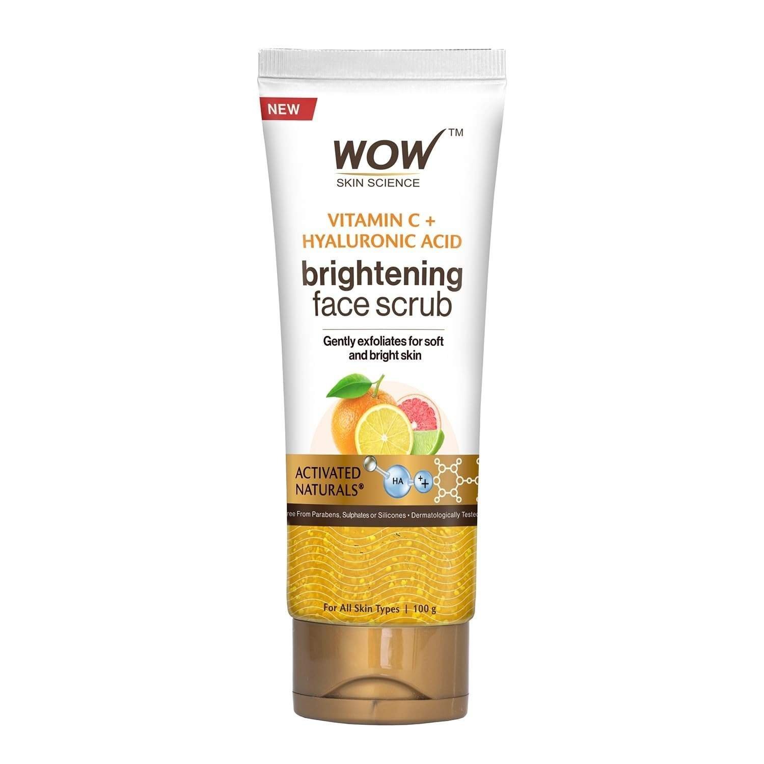 uk61GwIymomEL-1-1.jpg WOW Skin Science Vitamin C + Hyaluronic Acid Brightening Face Scrub | Gently Exfoliates | Smoothens Skin Texture | Hydrates Skin | Promotes Even-Toned Complexion | 100g - Fast UK Delivery - Image 1