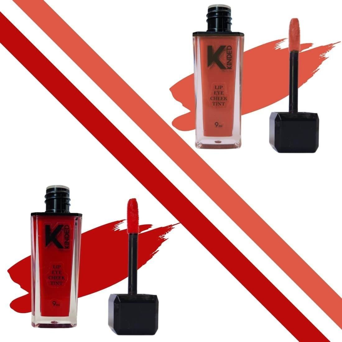 uk61H0ozsFBrL-1-1.jpg KINDED Lip Eye and Cheek Tint Combo for Women Girls Longlasting Moisturizing Vitamin E Liquid Lip Colour Lipstick Eyeshadow Blush (Matte Finish, Rust Crust & More Maroon, 9 ml each) - Fast UK Delivery - Image 1