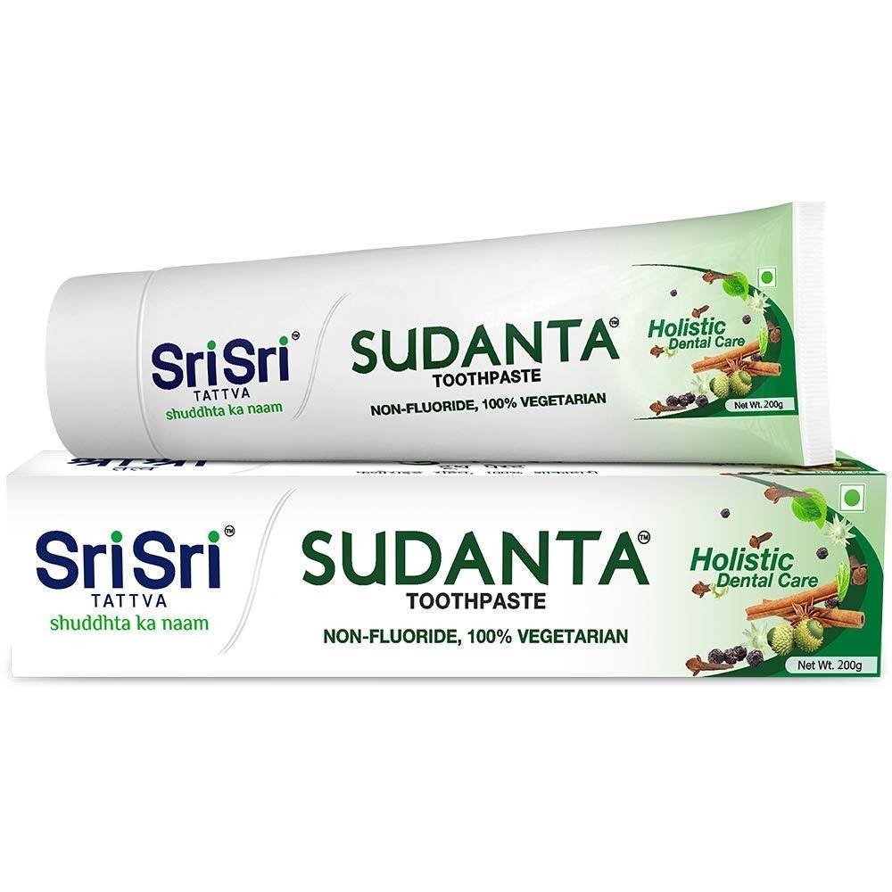 uk61HQfnD4ZL.jpg Sri Sri TATTVA shuddhta ka naam Sudanta Ayurvedic Herbal Toothpaste - All Natural, Fluoride Free Tooth Paste With Cloves, Cinnamon, Bakul & More - 200G (Pack Of 1), For Kids And Adults - Freshening - Fast UK Delivery - Image 1