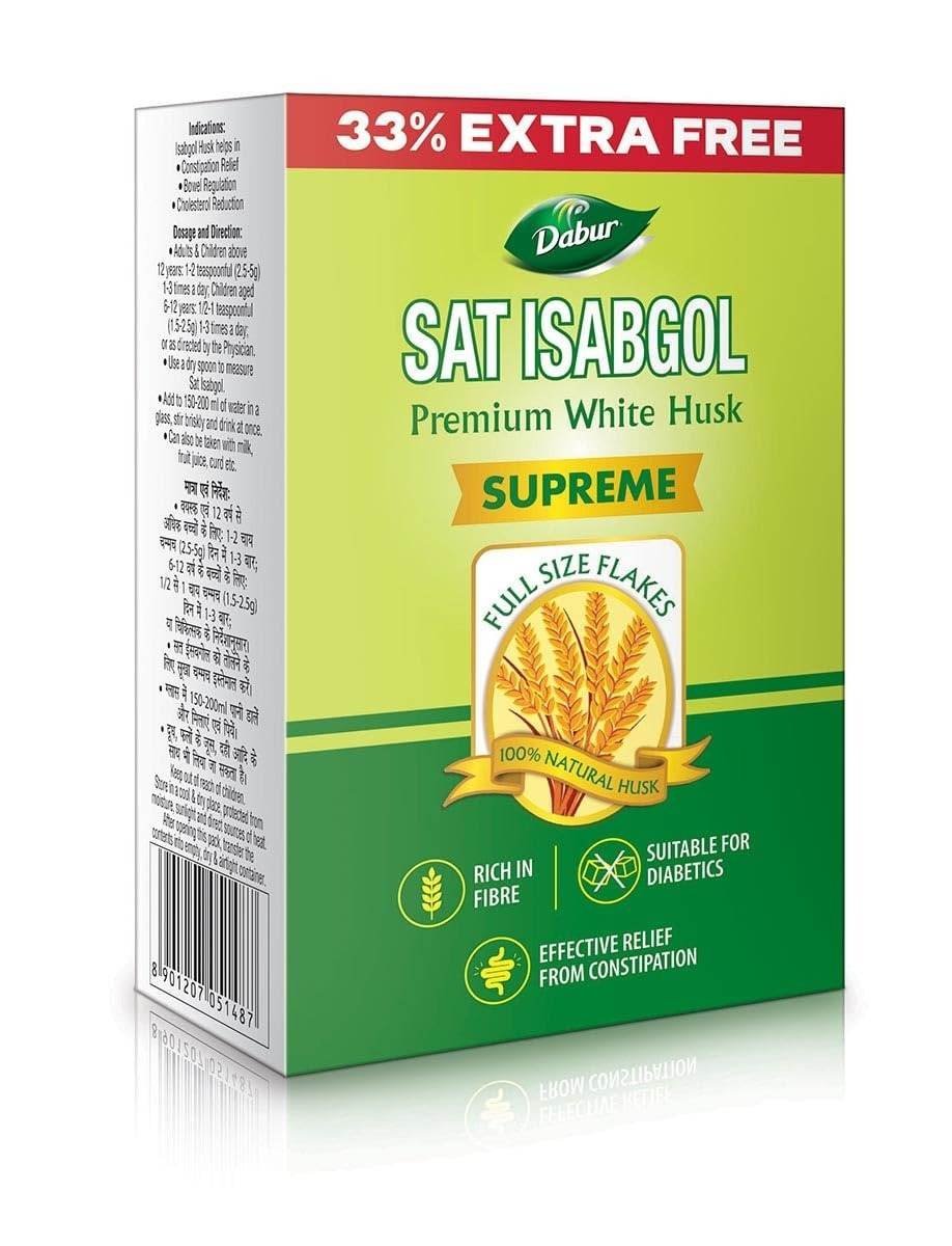 uk61HYArshgL.jpg Dabur Sat Isabgol (Psyllium Husk) - 45g + 15g Free | Rich in Fiber | Provides Effective Relief From Constipation & Bloating | Promotes Bowel Health | Non Habit Forming | 100% Ayurvedic - Fast UK Delivery - Image 1