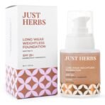 Just Herbs Medium to Full Coverage Liquorice Root and Sandalwood Longwear Weightless Foundation for Face Makeup 40 ml - Fast UK Delivery