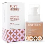 Just Herbs Medium to Full Coverage Liquorice Root and Sandalwood Longwear Weightless Foundation for Face Makeup 40 ml - Fast UK Delivery