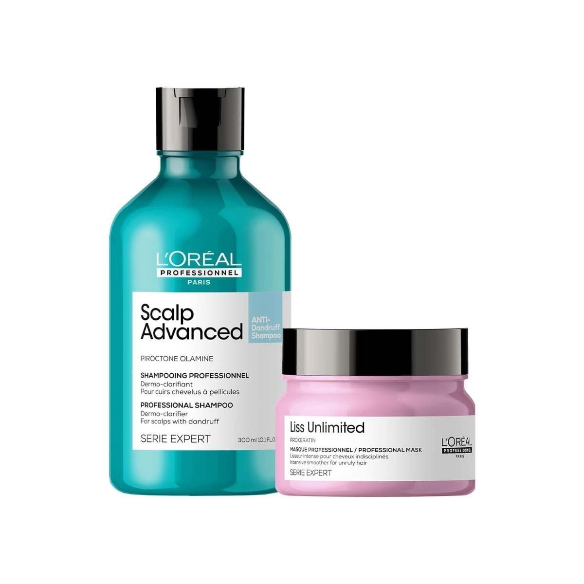 uk61IFpBW0AL-1.jpg L'OREAL PROFESSIONNEL PARIS Scalp Advanced Anti-Dandruff Dermo-Clarifier Shampoo 300 Ml+L'Oreal Professionnel Liss Unlimited Hair Mask With Pro-Keratin For Rebellious Frizzy Hair, Serie Expert, 250Gm - Fast UK Delivery - Image 1
