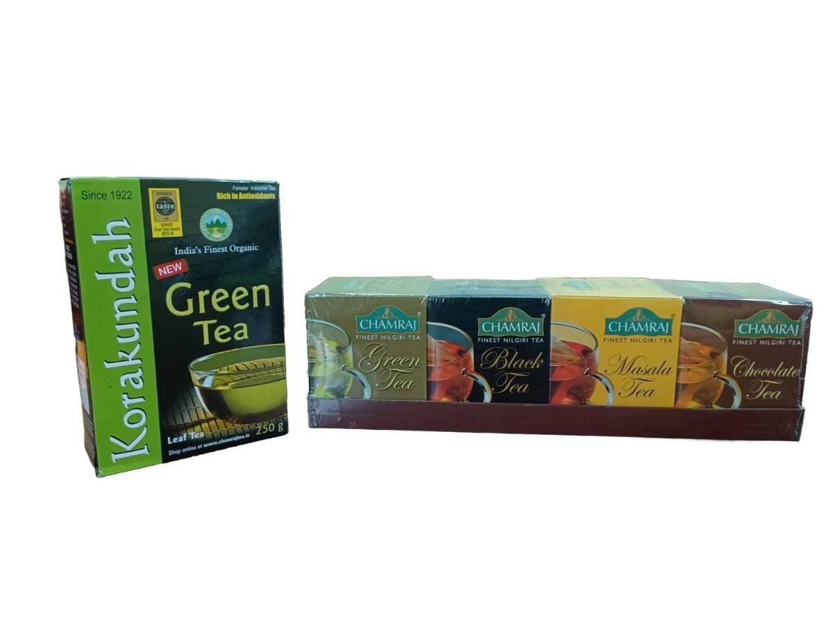 uk61IchOy-YnL-1.jpg KORAKUNDAH Organic Green Tea 250 g | CHAMRAJ Gift Pack 40 Dip Tea Bags | Pack of 2 | Total 330 g | India's Finest Chamraj Nilgiri Tea - Fast UK Delivery - Image 1