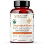 Rooted Actives Cordyceps Mushroom Extract (60 caps, 500 mg) |Energy, Stamina, Supports Testosterone, Virility, Lung health |USDA Organic, 20% Beta Glucans - Fast UK Delivery