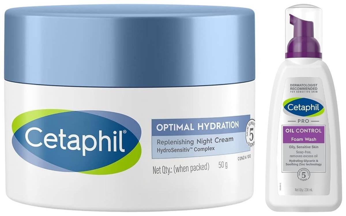 uk61IvBQvtb9L-1-1.jpg Cetaphil Optimal Hydration Replenishing Night Cream 50g Lightweight & Fast Absorption Hyaluronic Acid Blue Daisy Extract Niacinamide PRO Oil Control Foam Face Wash for Acne & Oily Prone Skin 236ml - Fast UK Delivery - Image 1