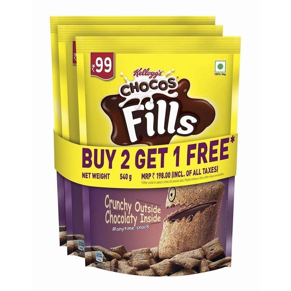 uk61JkcYKMbNL-1-1.jpg Kellogg's Chocos Fills Free, 180G*3, Pack of 1, Multicolour - Rice - Fast UK Delivery - Image 1