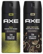 AXE Dark Temptation Deodorant, 150ml and Pulse Long Lasting Deodorant Body Spray for Men, 150ml - Fast UK Delivery
