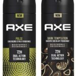 AXE Dark Temptation Deodorant, 150ml and Pulse Long Lasting Deodorant Body Spray for Men, 150ml - Fast UK Delivery
