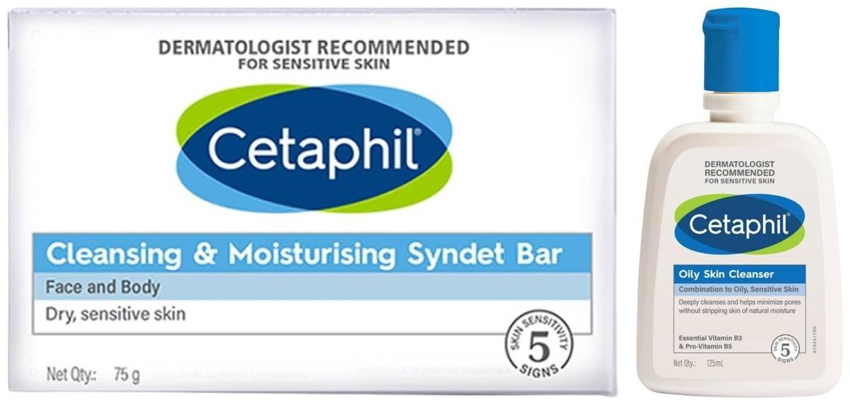 uk61K4Ve1ZTL-1.jpg Cetaphil Oily Skin Cleanser, Daily Face Wash For Oily, Acne Prone Skin, Gentle Foaming, 125Ml VVF India Cleansing And Moisturising Syndet Bar, 75g - Fast UK Delivery - Image 1