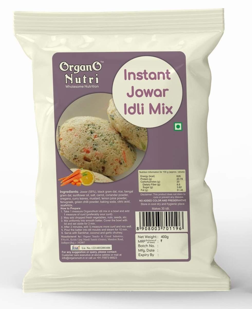 uk61KBgeZDWvL-1.jpg Organo Nutri Instant Jowar Idli Mix,400Gm - Fast UK Delivery - Image 1