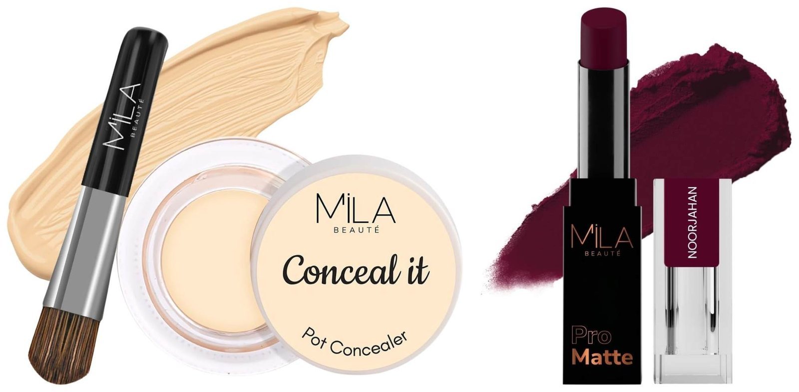 uk61KHk0lQvzL-1-1.jpg MILA Beaute Pro Matte Lipstick | Shade - Noorjahan, 4.2g Conceal It Pot Concealer For Face Makeup | Shade - (Rich Vanilla, 4g) - Fast UK Delivery - Image 1