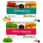 TEACURRY Thyroid Slimming Turmeric Tea Combo (1 Month Pack, 30X2 Tea Bags)-Helps With Thyroid Hormones (Tsh, T3, T4) & Weight Loss,100 Grams - Fast UK Delivery