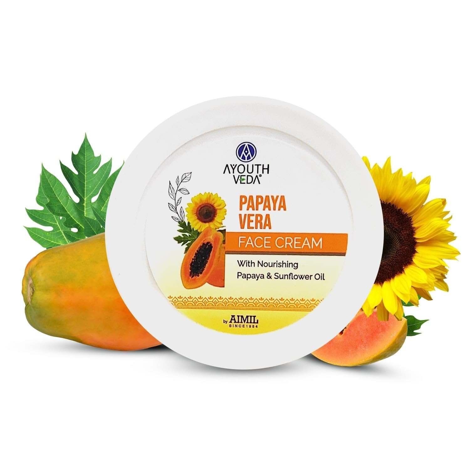 uk61Kx8er7T4L-1-1.jpg Ayouthveda Papaya Vera Face Cream for Blemish Free Clear Skin Net qty.- 50 g - Fast UK Delivery - Image 1