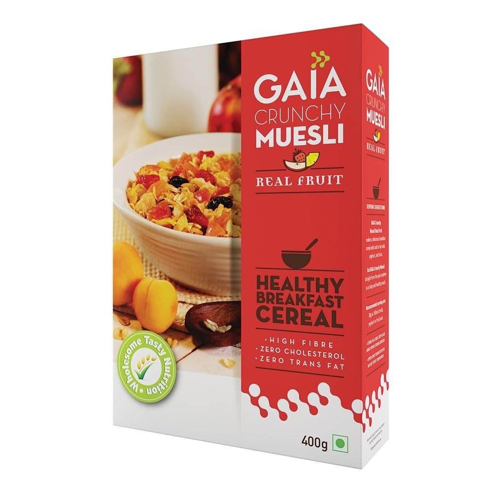 uk61L-WOmgWNL-1.jpg Gaia Crunchy Real Fruit Muesli 400 GM - The Deliciously Crunchy and Nutritious Breakfast Cereals| The Perfect Blend of Crunch, Fiber-Rich Oats, Nuts, and Real Fruits.That'll Fuel You All Day! Get your hands on now! Transform Your Mornings - Fast UK Delivery - Image 1