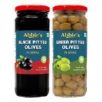 Abbie's Black Pitted Olives + Green Pitted Olives 450g, Pack of 1 Each - Fast UK Delivery