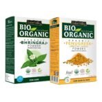 INDUS VALLEY Bio Organic Natural And Pure Bhringraj Powder | Eclipta alba with Fenugreek Powder (Methi Powder) for Hair Care - (100 * 2= 200g) - Fast UK Delivery