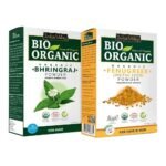 INDUS VALLEY Bio Organic Natural And Pure Bhringraj Powder | Eclipta alba with Fenugreek Powder (Methi Powder) for Hair Care - (100 * 2= 200g) - Fast UK Delivery