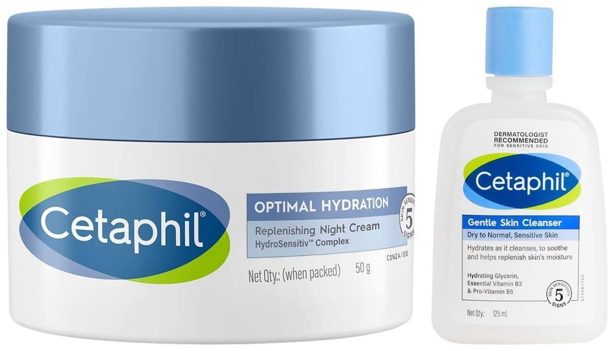 uk61LO1z5zTL-1.jpg Cetaphil Gentle Skin Cleanser 125ml Hydrating with Niacinamide Vitamin B5 Optimal Hydration Replenishing Night Cream 50g Lightweight & Fast Absorption Hyaluronic Acid Blue Daisy Extract Niacinamide - Fast UK Delivery - Image 1