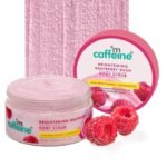mCaffeine Brightening Raspberry Body Scrub | Tan Removal | AHAs - Lactic & Glycolic Acid, Niacinamide | Vitamin C Rich for Brighter, Soft Skin | Remove Dry, Dead Skin | Fruity Berries Aroma - 175g - Fast UK Delivery