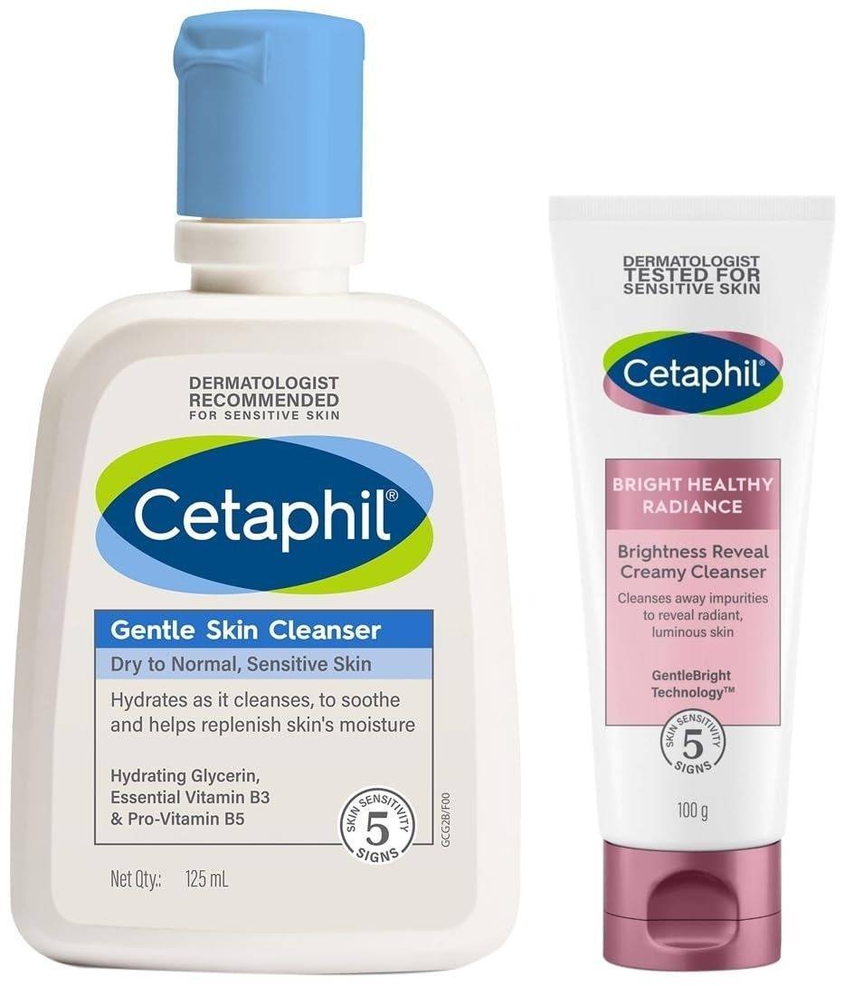 uk61LeaHQGSL-1.jpg Cetaphil Brightness Reveal Creamy Cleanser - 100 g& Face Wash by CETAPHIL, Gentle Skin Cleanser for Dry to Normal, Sensitive Skin - 125 ml - Fast UK Delivery - Image 1