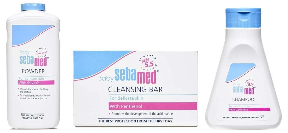 uk61LiUC6UYqL-1-1.jpg Sebamed Baby Powder, 200g & Baby Cleansing Bar - 100 g & Baby (Children) Shampoo 150ml Combo - Fast UK Delivery - Image 1