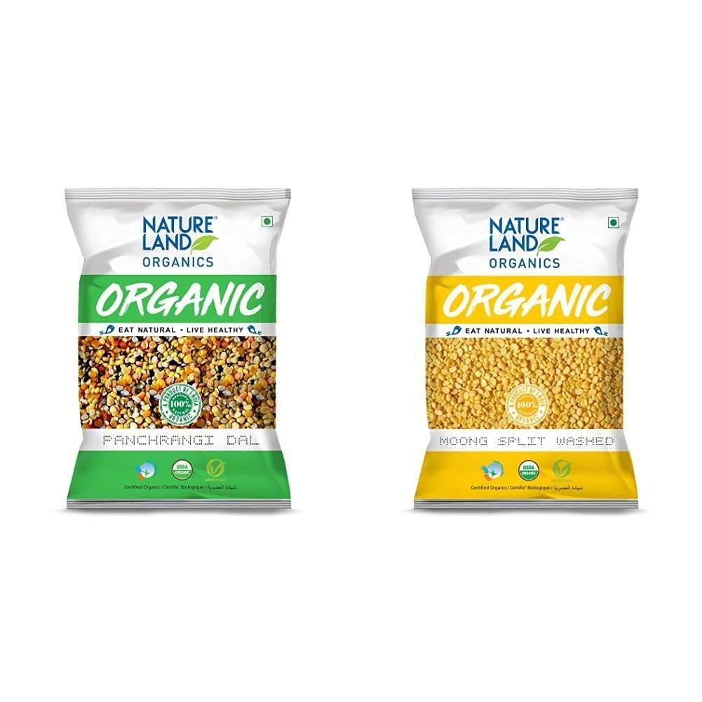 uk61M3on1dj9S-1.jpg Natureland Organics Panchrangi Dal / Mix Dal 1 Kg - Organic Healthy Pulses & Natureland Organics Moong Dal Yellow / Split Washed 500 Gm - Organic Healthy Pulses - Fast UK Delivery - Image 1