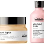 L'OREAL PROFESSIONNEL PARIS Serie Expert Vitamino Shampoo Protects Hair Colour From Fading,Adds Shine With Antioxidant Properties&Serie Expert Absolut Repair Masque 250 Gm,For Dry&Damaged Hair - Fast UK Delivery