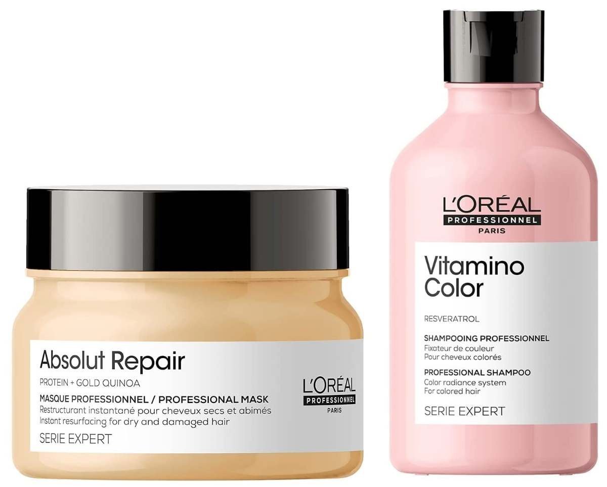 uk61M8tRR0IUL-1-1.jpg L'OREAL PROFESSIONNEL PARIS Serie Expert Vitamino Shampoo Protects Hair Colour From Fading,Adds Shine With Antioxidant Properties&Serie Expert Absolut Repair Masque 250 Gm,For Dry&Damaged Hair - Fast UK Delivery - Image 1
