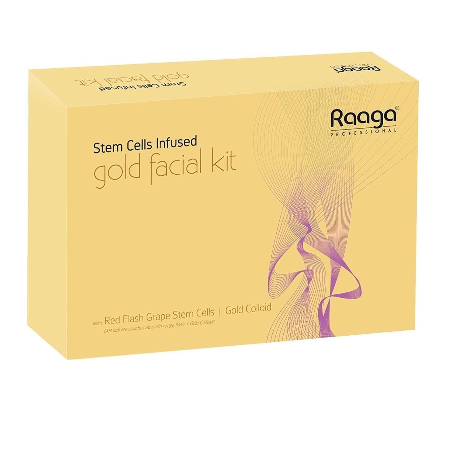 uk61MDErmV2CL-1-1.jpg Raaga Professional Stem Cells Infused Gold 6 Step Facial Kit | Gold Colloid, Red Flesh Grape Stem Cells | Combats Pigmentation | All Skin Types (61 gm) - Fast UK Delivery - Image 1