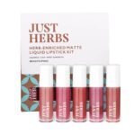 Just Herbs Ayurvedic Liquid Matte Lipstick Kit Set Of 5 With Long Lasting, Hydrating & Lightweight Lip Colour, Brights & Pinks - Paraben & Silicon Free - 5 Ml - Fast UK Delivery