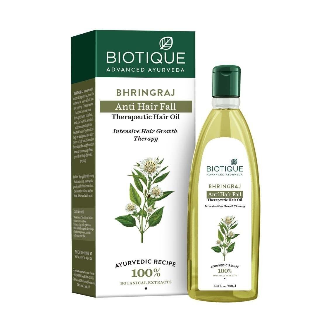 uk61MLIkMS0lL-1-1.jpg Biotique Bio Bhringraj Therapeutic Hair Oil for Falling Hair | Intensive Hair Regrowth Treatment | Nourishing Hair Follicles| Strong and Shiny Hair| For All Skin Types| 100m - Fast UK Delivery - Image 1