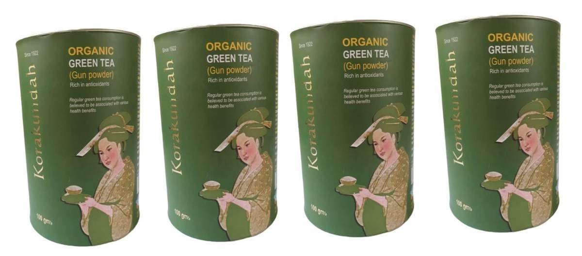 uk61MUfB2ya7L-1.jpg KORAKUNDAH Organic Green Tea in Canister (Gun Powder) 100 g | Pack of 4 | Total 400 g | Rich in Antioxidants | Chamraj Finest Nilgiri Tea - Fast UK Delivery - Image 1