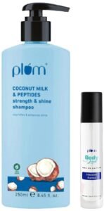 Plum Coconut Milk & Peptides strength & shine shampoo & Plum BodyLovin' Hawaiian Rumba Eau De Parfum Combo - Fast UK Delivery