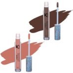 KINDED Liquid Lip Colour Vitamin E Enriched No Transfer Waterproof Long Stay Lipsticks Lip Gloss Set for Girls Women (Pack of 2, 6 ml each, Matte Finish, Shades Choco Brown & Perfect Nude) - Fast UK Delivery