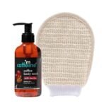 mCaffeine Coffee Body Wash & Bath Glove Combo for Exfoliation & Tan Removal | Energizing Berry Fragrance Shower Gel & Loofah Glove Combo For All Skin Types | Pack of 2 - Fast UK Delivery