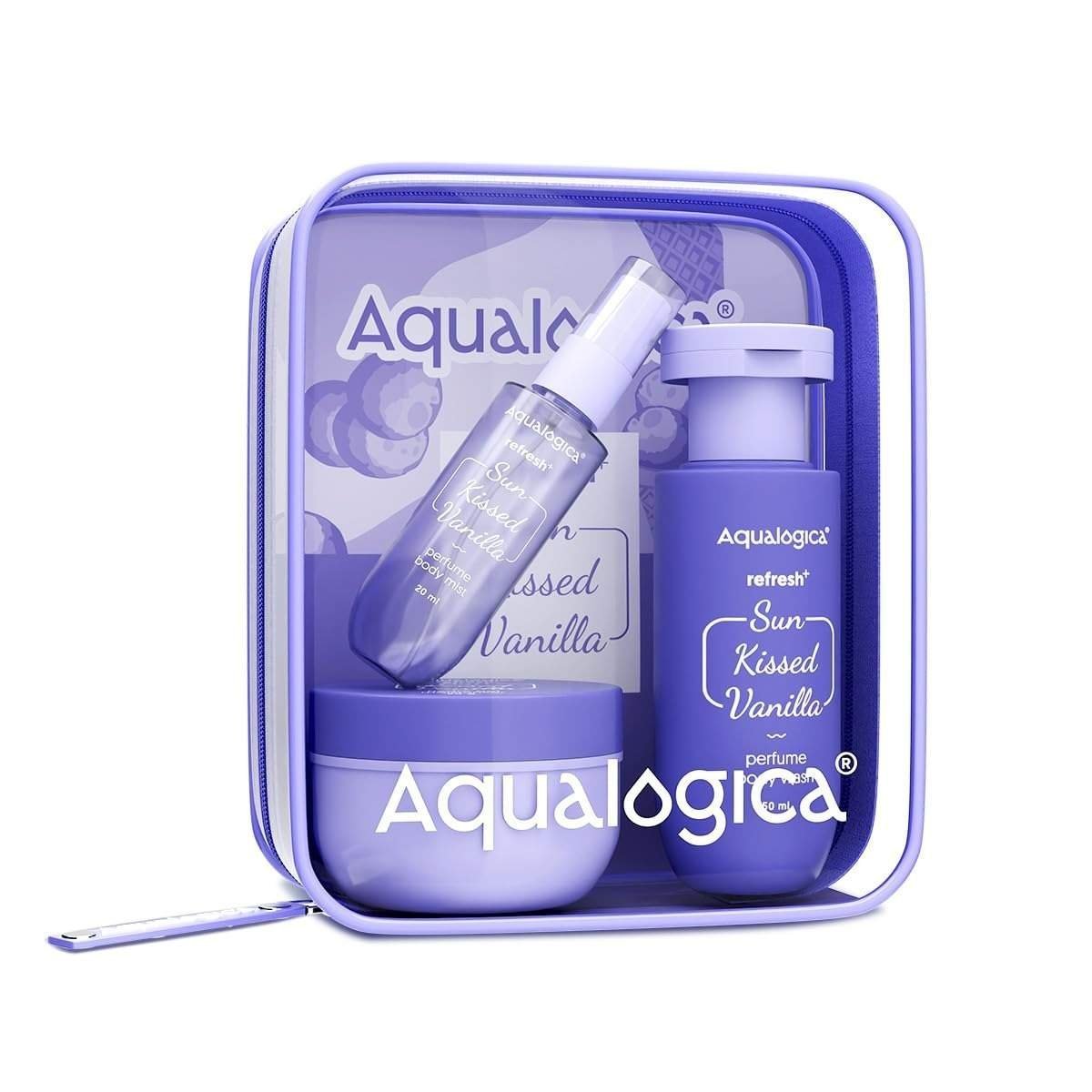 uk61N-VKCimfL-1-1.jpg Aqualogica Refresh+ Sun Kissed Vanilla Body Care Set | Perfume Body Wash | Perfume Body Mist | Hydra Gel Moisturizer | Long-Lasting Warm Vanilla Fragrance | Gift Set For Women | Gifting For Birthday, Valentine's, Anniversary, Rakhi & Special Occasions | Premium Gift Pack | Pack of 3 - Fast UK Delivery - Image 1
