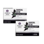 Ayouthveda Charcoal Detox Soap | A Powerful Blend of CharcoalJaggery & Five Nourishing Oils | Handmade Castile Soap Without Any Harsh Chemical | For Clear & Dirt Free Skin (Pack Of 2-110g each) - Fast UK Delivery