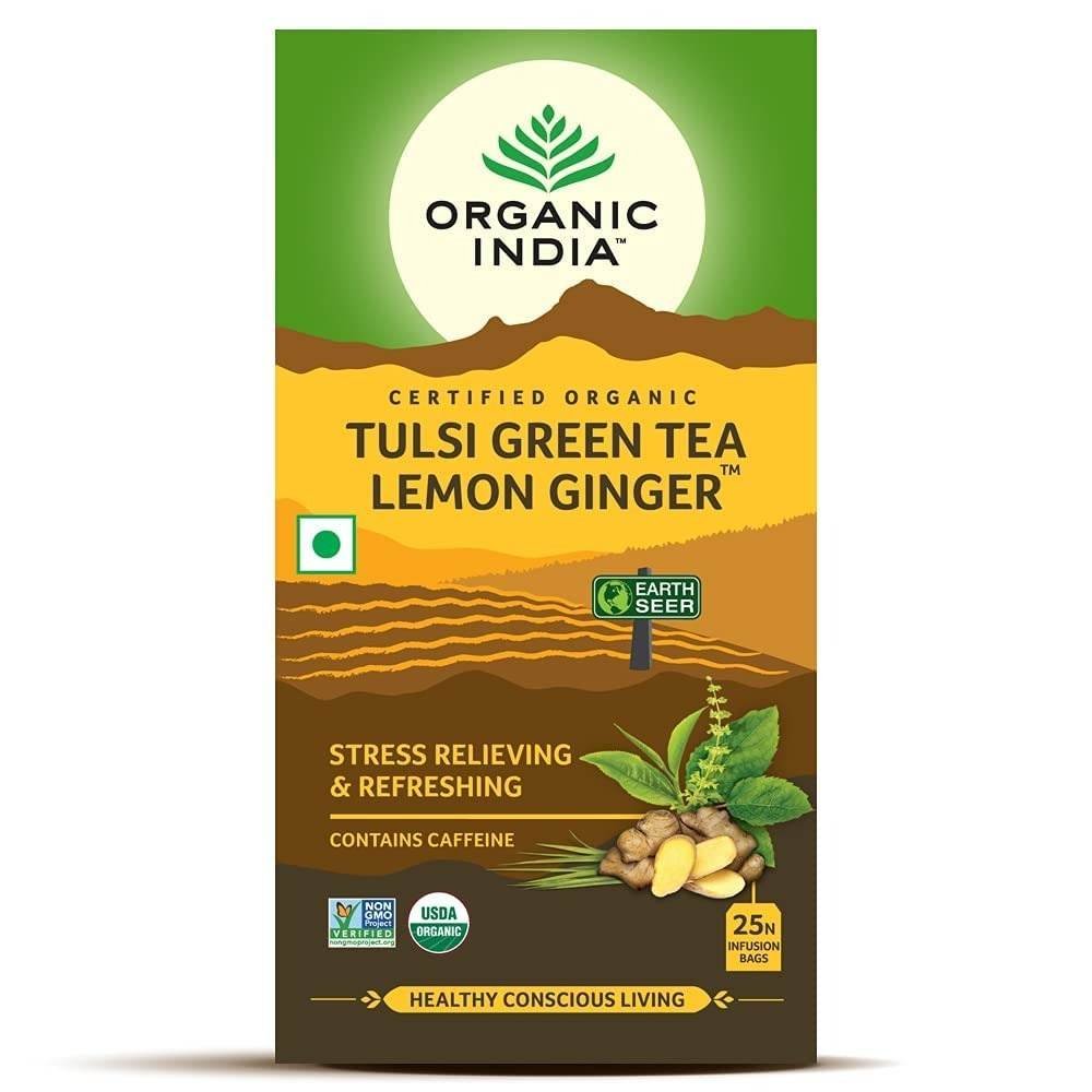 uk61N8F9MMYGL.jpg ORGANIC INDIA Tulsi Lemon Ginger Tea|25 Tea Bags (Pack Of 2),177 Gm - Fast UK Delivery - Image 1