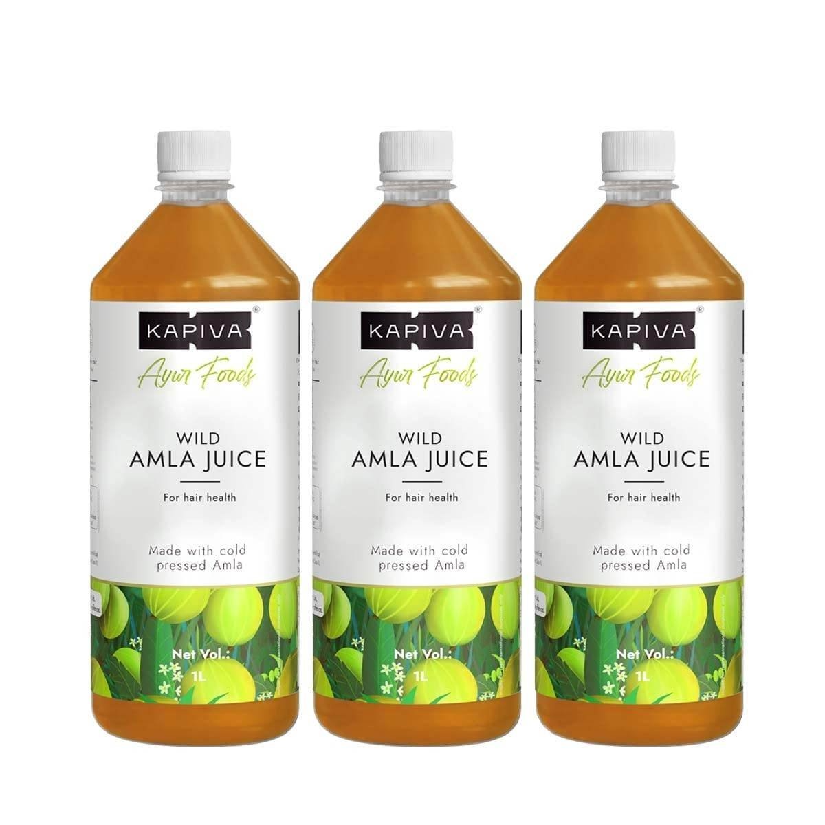 uk61NbffePAAL-1.jpg Kapiva Wild Amla Juice (3L) | Suitable for healthy Hair & Skin | Detox juice for weight loss | Natural Source of Vitamin C | Organic & Natural Juice Made With Cold Pressed Amla from Pratapgarh | No Added Sugar | Super Saver Pack of 3 - Fast UK Delivery - Image 1
