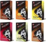 Kamasutra 6 different Flavour (Chocolate,Butterscotch,Banana,Strawberry,Vanilla,Coffee) Condom Lubricated Dotted Condom (Set of 6, 60S) - Fast UK Delivery