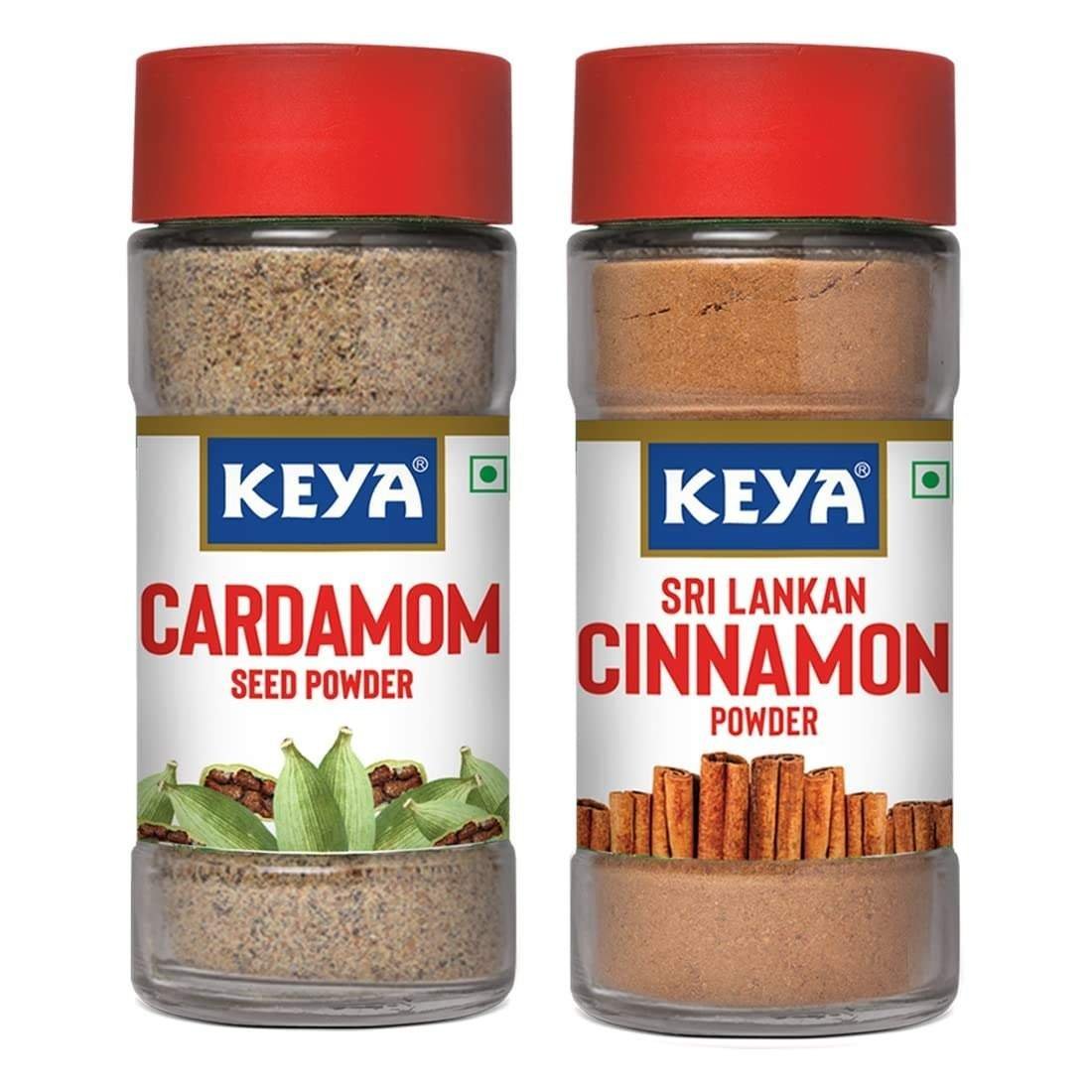 uk61NxeD6x2VL-1-1.jpg Keya Cardamom Seed Powder| Elaichi Powder| 50g, Cinnamon Powder| Dalchini Powder| 100% Pure & Natural | Packed with Zero Preservatives or Additives | Indian Spices Aroma & Flavour 45g | Pack 2 - Fast UK Delivery - Image 1