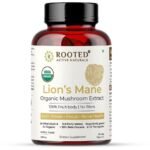 ROOTED USDA Organic Lions Mane Mushroom Extract Capsules, 38% Beta Glucan(90 Counts) - Fast UK Delivery