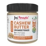 Jus' Amazin Cashew Butter - All Natural, Unsweetened, High Protein, Vegan, Cholesterol Free, Dairy Free, 100% Natural, Plant-Based Protein, 200 gms - Fast UK Delivery
