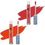KINDED Liquid Lip Colour Vitamin E Enriched No Transfer Waterproof Long Stay Lipsticks Lip Gloss Set for Girls Women (Pack of 2, 6 ml each, Matte Finish, Shades Vermilion Red & Sangria Orange) - Fast UK Delivery