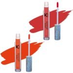 KINDED Liquid Lip Colour Vitamin E Enriched No Transfer Waterproof Long Stay Lipsticks Lip Gloss Set for Girls Women (Pack of 2, 6 ml each, Matte Finish, Shades Vermilion Red & Sangria Orange) - Fast UK Delivery